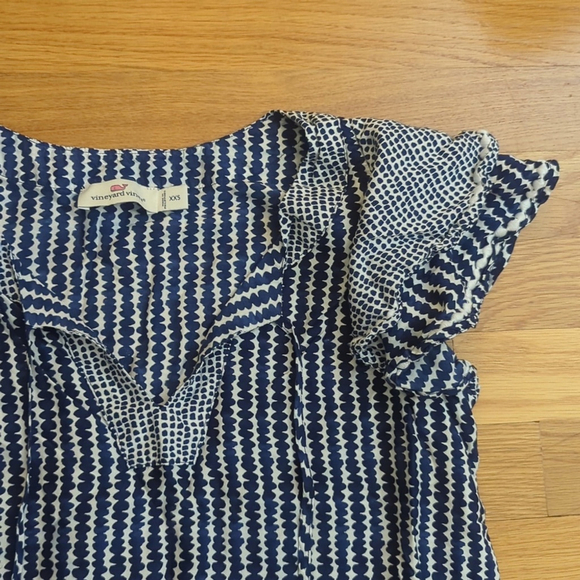 Vineyard Vines XXS Shift Dress Blue and White Tassels - Picture 4 of 9